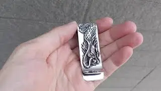 Engraved Dragon Silver Money Clip