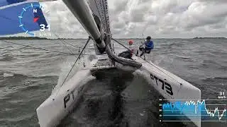 Nacra 20 - WSW 15-21 knots - downwind spinnaker - 40,1 km/h