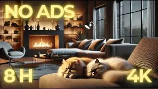 Stay Warm and Cozy with Purring Cat Fireplace | Helps Sleep Instantly