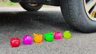 Experiment Car vs Pig Doodles vs Squishy, Balloons, Car Toys | Crushing Crunchy & Soft Things by Car