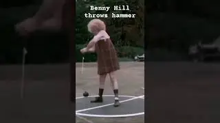 Benny Hill (famous British comedian) spoofs throwing the hammer #trackandfield #athletics #thrower