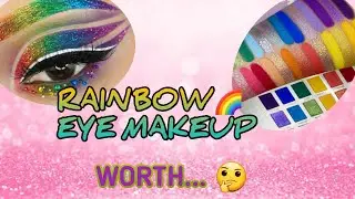 Rainbow Eye Makeup Review | Affordable Eyeshadow Palette 🎨 🥰 #makeup