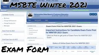 MSBTE Winter 2021 Exam Form Fill Up | CREATOR KD
