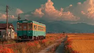 Peaceful Japanese Countryside Train in Autumn | Nostalgic Rural TV Art Screensaver