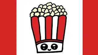 HOW TO DRAW A CUTE POPCORN - EASY DRAWINGS