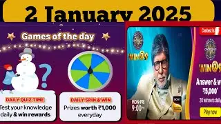 Amazon KBC win@9 Quiz today Answer's 2 January 2025/ amazon daily quiz today answers 