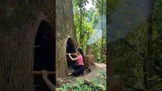 From an Ugly Tree Stump to a Warm Shelter | DIY Tools | Solo Survival