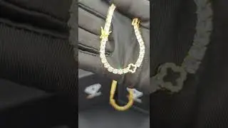 Iced Out Four-leaf Clover CZ Stone Tennis Chain &ndash; Gold/Silver