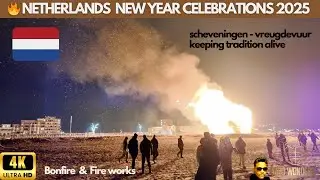 Traditional Bonfire Netherlands | New Year celebrations Holland  | Fireworks Magical night#vuurwerk