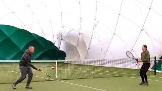 Mini Tennis Forehand Self Rally - Control & Hit over Center Service Line