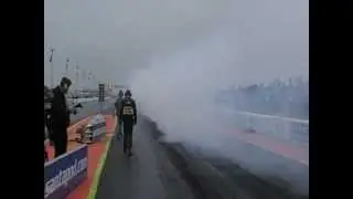 Jayne Kay testing the Wheel Whores Methanol Funny Car at Santa Pod Raceway