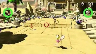 Mario Tennis Aces - Team Princess Peach/girls in Bask Ruins Ring Shot Doubles co-op
