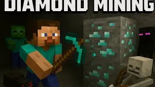 Minecraft diamond mining 💎⛏️ dangerous mobs all around😫adventure gameplay 🎑🥺