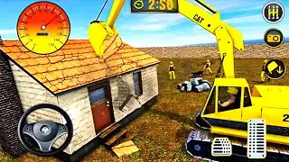Wrecking Crane Demolishing Old House - Dragline Excavator Driving - Android Gameplay