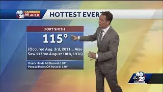 How close did Arkansas get to temperature records?