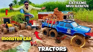 Rc car vs monster tractor offroading race | rc car race | chatpat toy tv