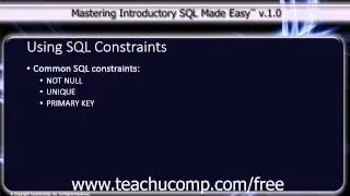 SQL Training - Structured Query Language Tutorial - SQL Constraints Lesson