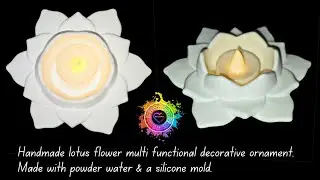 Handmade white lotus flower multi functional ornament, made with water & powder. Night lights.