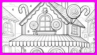 Color by Number Candy Shop, Peppermint Village Christmas Decor Color Oasis #coloring #relaxmindgames
