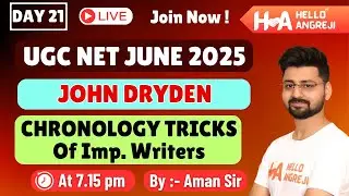John Dryden Chronology With Tricks  | UGC NET English Literature | Hello Angreji DAY 21