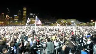 Grant Park, election night, as CNN announces Obama wins Ohio