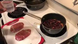 Prosciutto wrapped Pork Chops with Black Beans