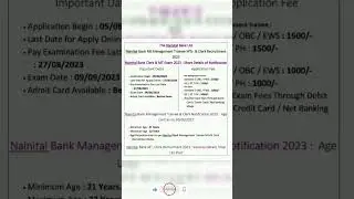 Nainital Bank Clerk, Management Trainee Online Form 2023 #shorts #youtubeshorts