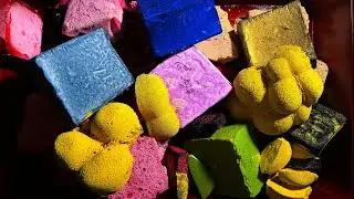 Big Unpolished Chalk Blocks Reformed Chalk Yellow Pink Red Chalk Crushing ASMR Oddly Satisfying 