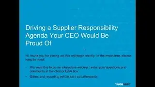 Webinar: Supplier Responsibility