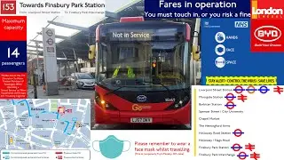 Full Route Visual | London Bus Route 153 Liverpool Street to Finsbury Park Station LJ67DKV SEe69 GAL