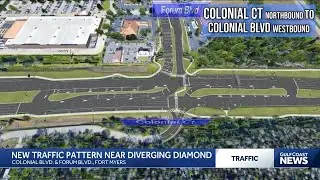 New traffic pattern opens at Colonial, Forum boulevards as part of diverging diamond project