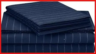 Amazon Brand &ndash; Pinzon 160-Gram Pinstripe Flannel Cotton Bed Sheet Set, California King
