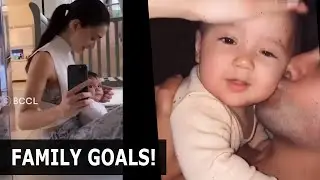 Amy Jackson shares adorable video her baby boy cuddling with his father