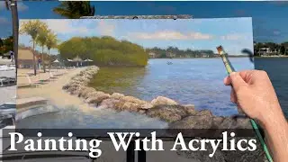 Painting a beach and water in acrylics