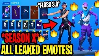 SEASON 10 ALL *LEAKED* EMOTES/DANCES! (Windmill Floss, Jaywalking, Sugar Rush, Stride, FLOSS 3)