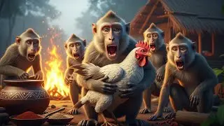 Monkeys Stole a Chicken and Made Desi Chicken Curry | Jungle Village Cooking Adventure