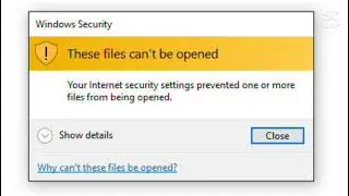 These files can't be open.Internet security settings prevented one or more files from being opened.