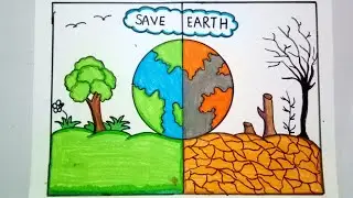 Save earth drawing ✨|| save earth poster|| World environment drawing #drawing