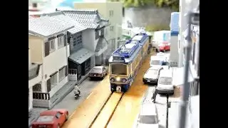 【Nゲージ鉄道模型自宅レイアウト走行動画】モデモ江ノ電10形+20形自宅レイアウト走行動画