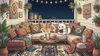 Cozy Boho Balcony Night 🌙 Relaxing Lofi Beats for Reading & Sleep 🌿