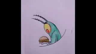 how to drawing plankton with krabby patty | #shorts
