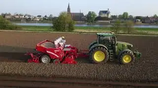 John Deere 6250R + Grimme GL430. Aardappels Poten| Kartoffeln legen | planting potatoes
