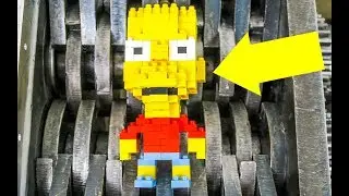 Lego Bart Simpson gets SHREDDED!  Putting a Mini Lego Bart Simpson into Shredding Machine Experiment