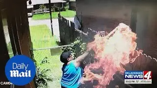 Arsonist caught starting fire by her own surveillance camera