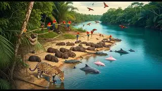 Amazon Rainforest Walk: Jaguar River Edge 🐆 | Silent Forest Mood (4K | No Music) #AmazonRainforest