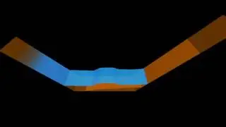Simplified description of the Lituya Bay. 2D simulation of the 1D problem.