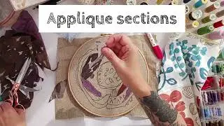 Intuitive Textile Art Work in Progress - Abstract Acorns