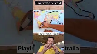 The world cat is playing with Australian ball . Innovative video #worldmap #map #australia #country