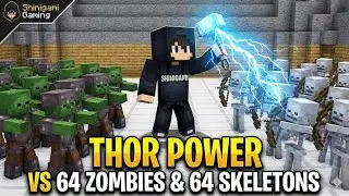 I Got Thor Powers in Minecraft ( Thor vs 64 Zombies ) . #minecraft 