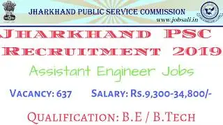 JPSC Recruitment 2019: Assistant Engineer Jobs in Jharkhand